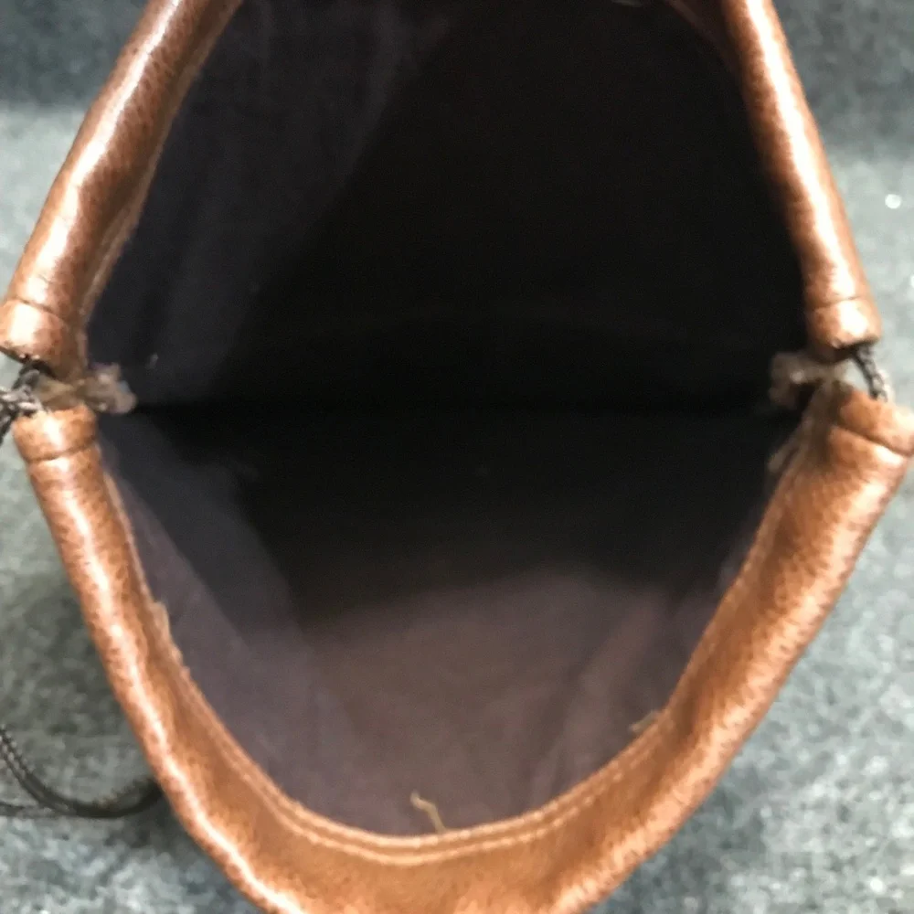Braun Büffel Design Germany Brown Leather Shoe Bag Drawstring Pouch‎ Travel Bag
